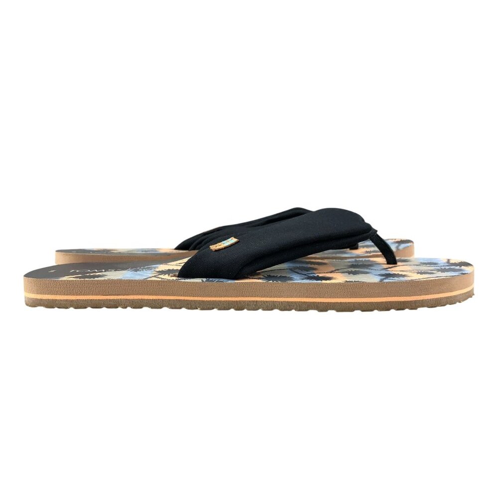 Toms Women's Size 8 Piper Black Tree Print Slip On Flip Flops Flats Sandals